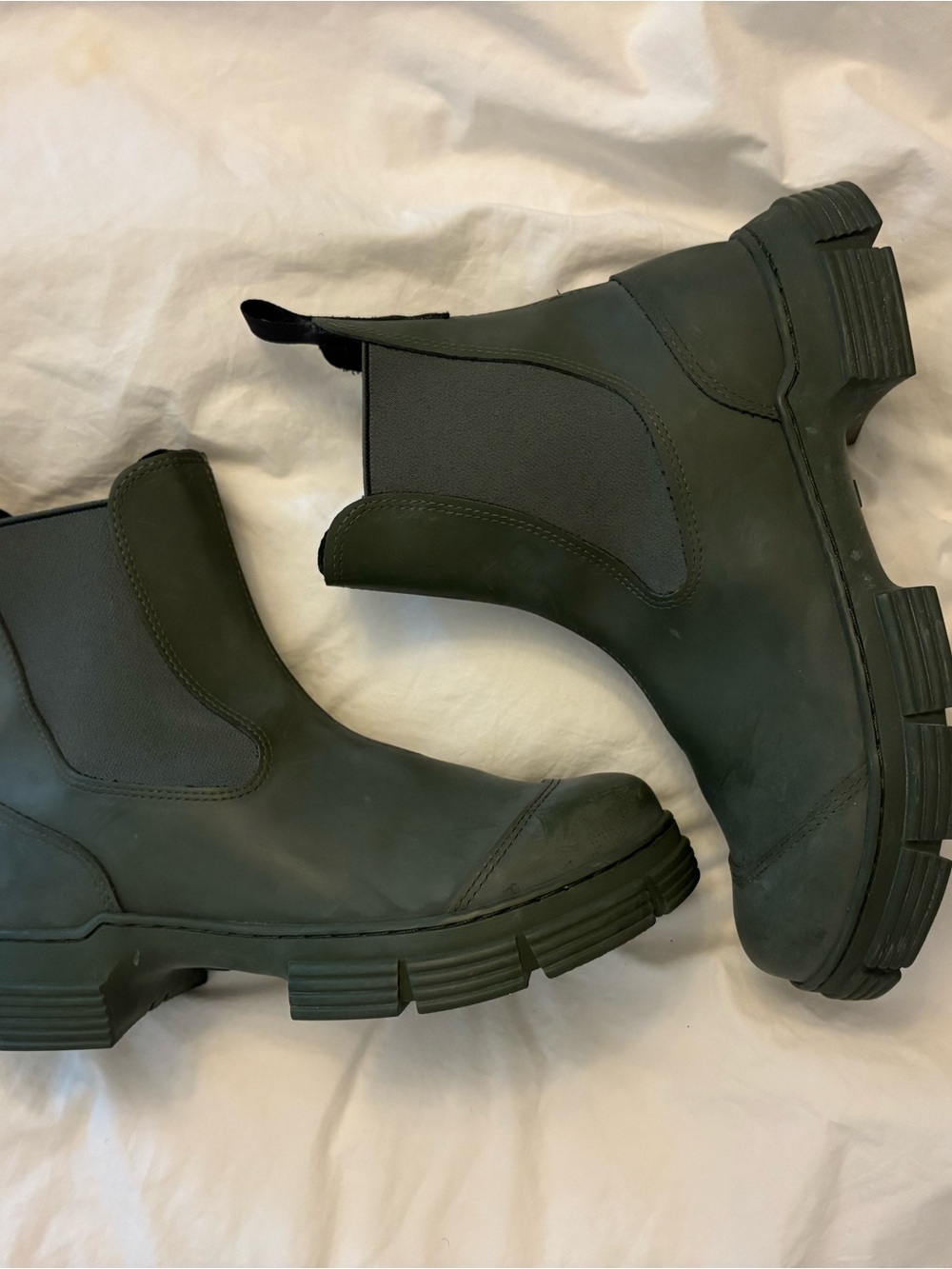 Ganni Recycled Rubber City Boots Dark Green